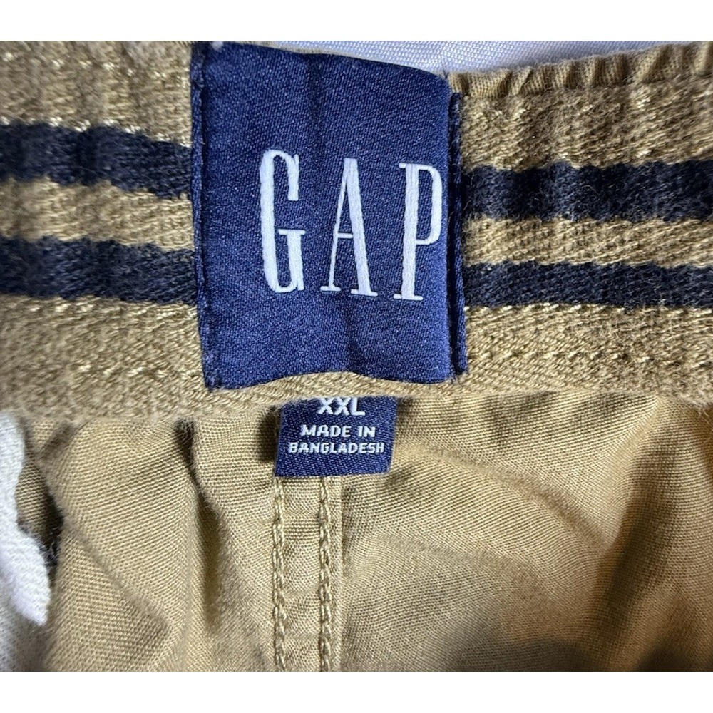 Gap Shorts Men's XXL Khaki Tan Twill Elastic Waist Drawstring Pull On Casual-684 - Picture 3 of 8